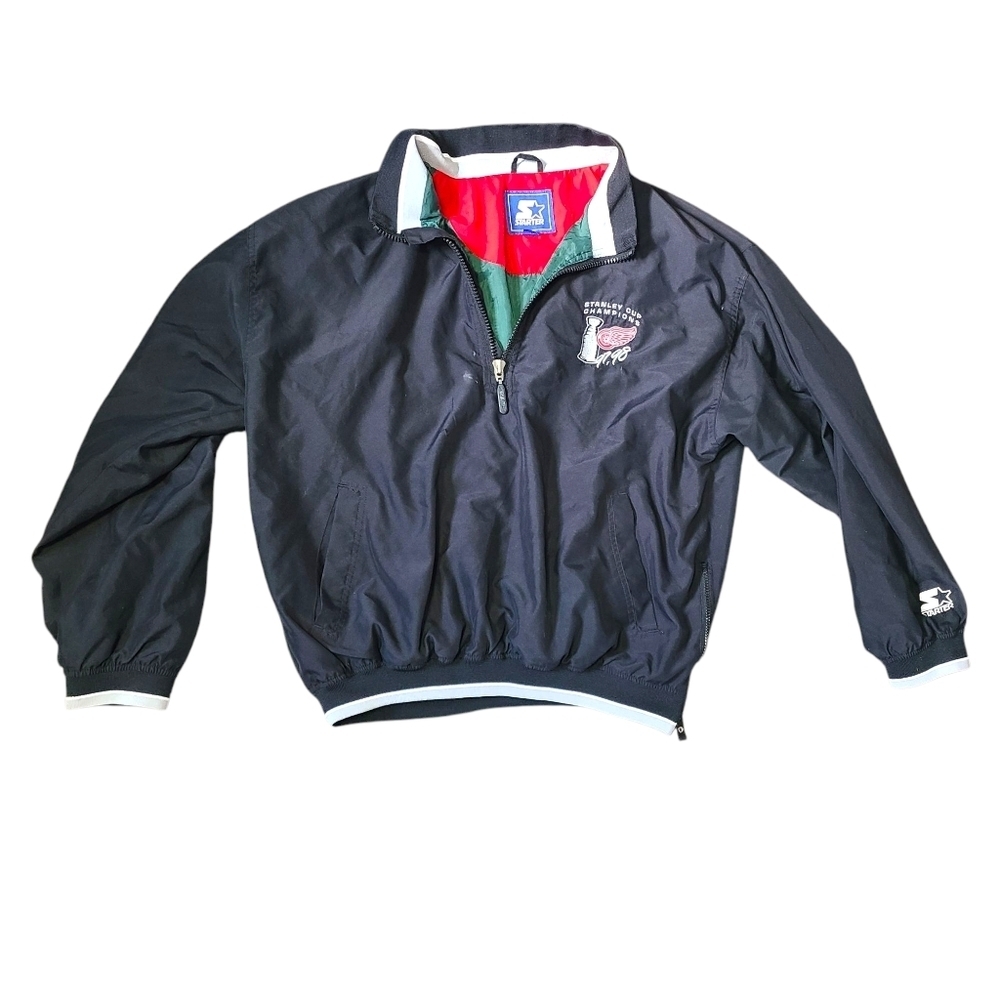 DETROIT RED WINGS STANLEY CUP CHAMPIONS 97, 98 Black Red Hockey Jacket Mens XL